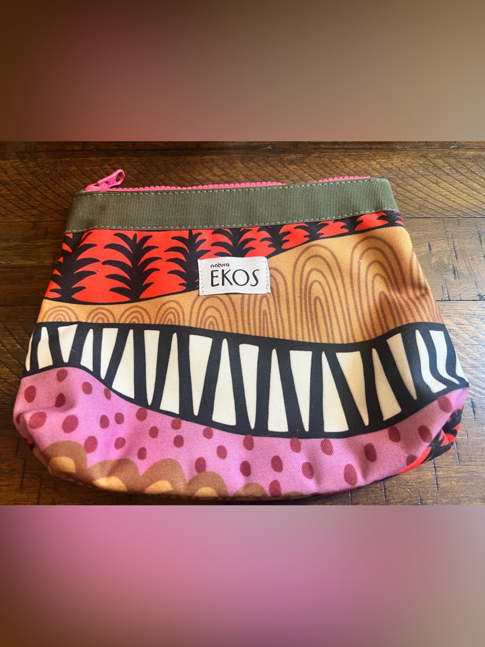 Natura Printed Cosmetic Pouch - Pink & Multicolor